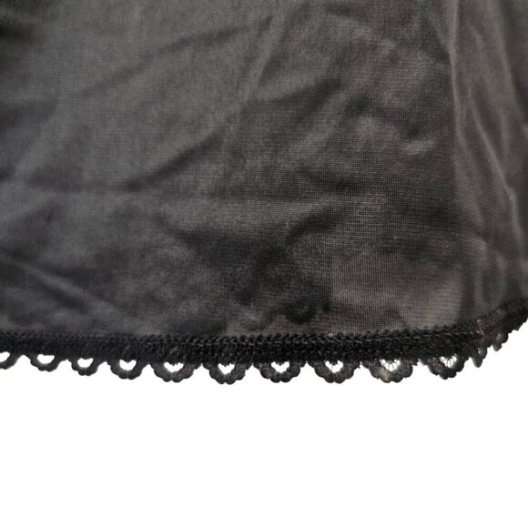 Adonna 100% Nylon Long Half Slip Womens XL Black Elastic Waist Lace Hem - Picture 2 of 5